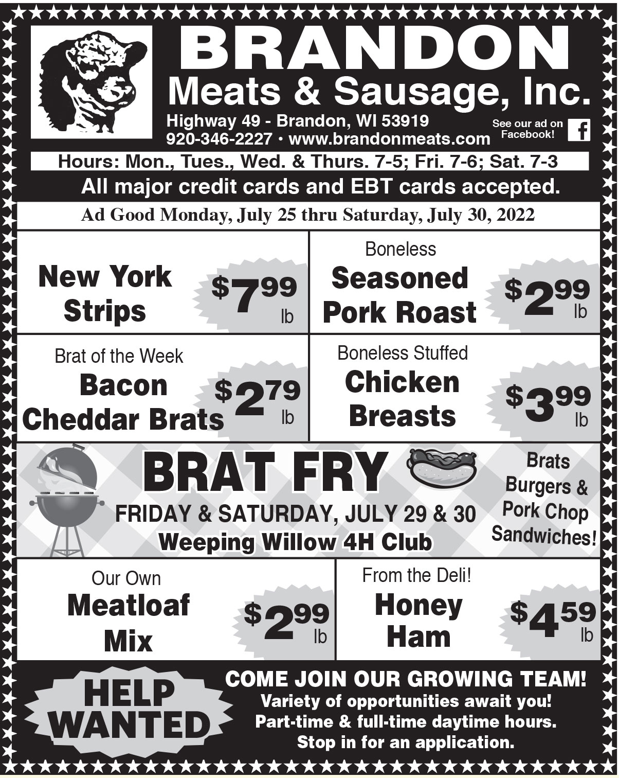 Meat Sales near me Waupun, Steaks on Sale Ripon, Deals, Brandon Meats